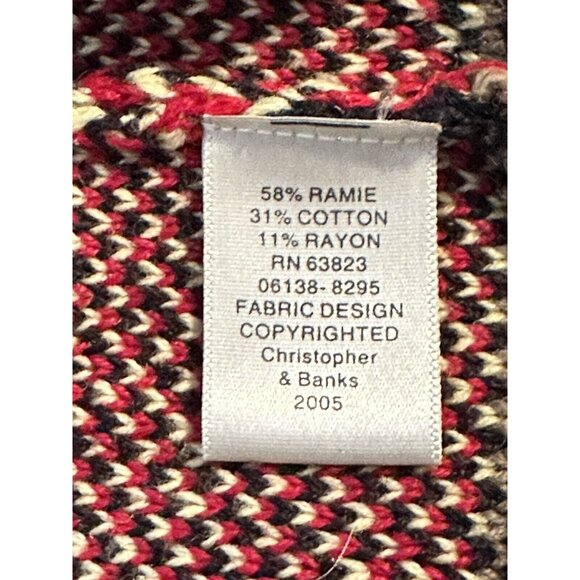 Christopher Banks Red Black Hand Embroidered Cardigan Sweater Christmas Teacher - Picture 6 of 8